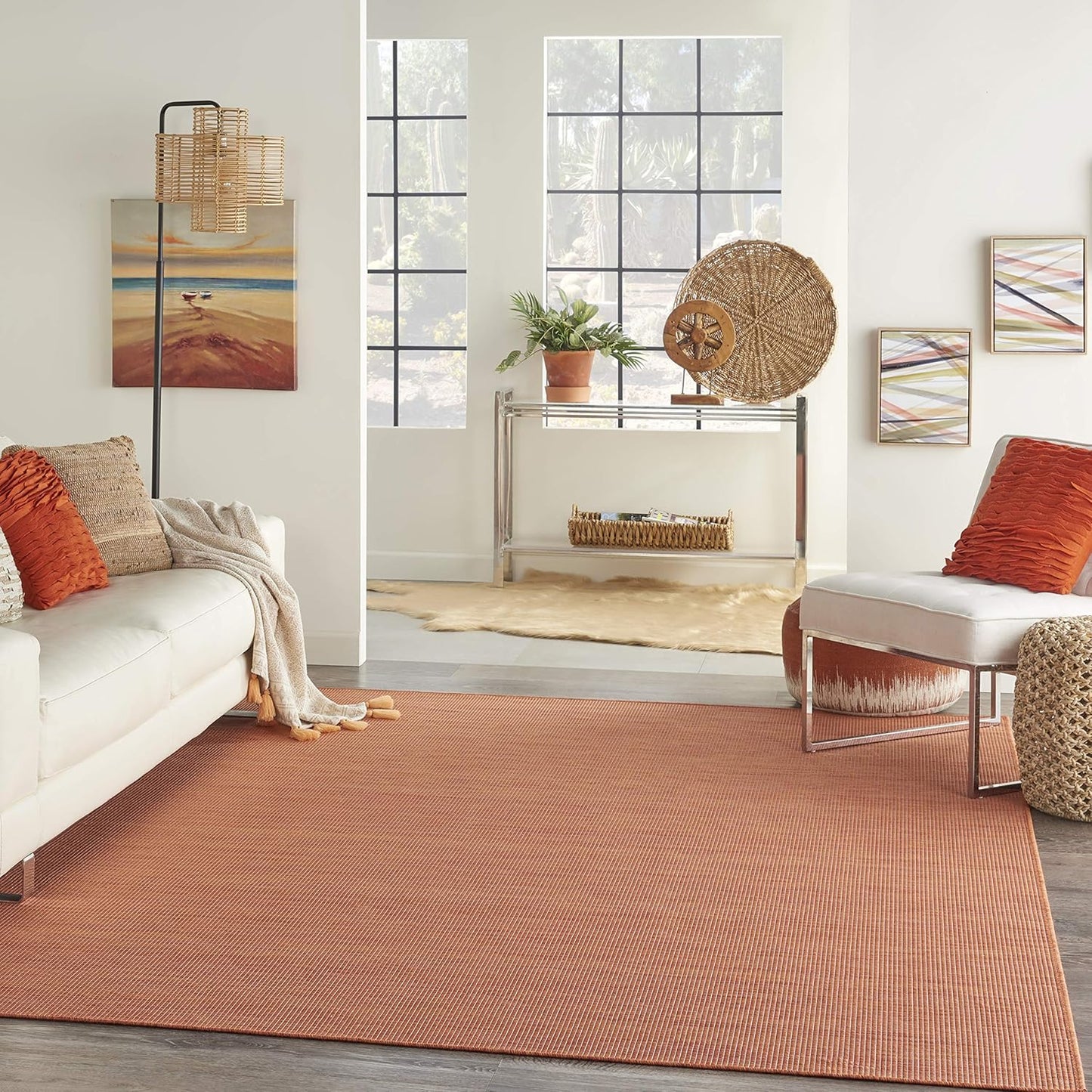 Nourison Home Positano 6' x 9' Terracotta Fabric Modern Area Rug (6' x 9')