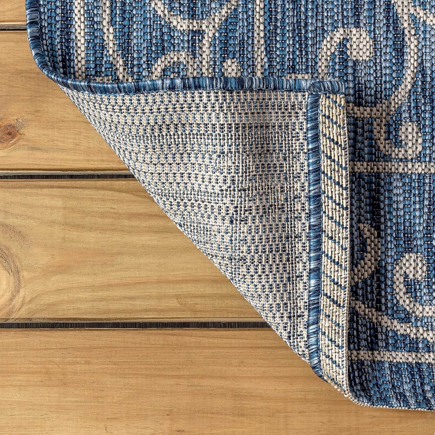 JONATHAN Y SMB106D-6 Charleston Vintage Filigree Textured Weave Navy/Gray 6 ft. x 9 ft. Indoor/Outdoor Area Rug, Pet Friendly, Non-Shedding, Stain Resistant, Easy-Cleaning for Backyard, Patio, Porch