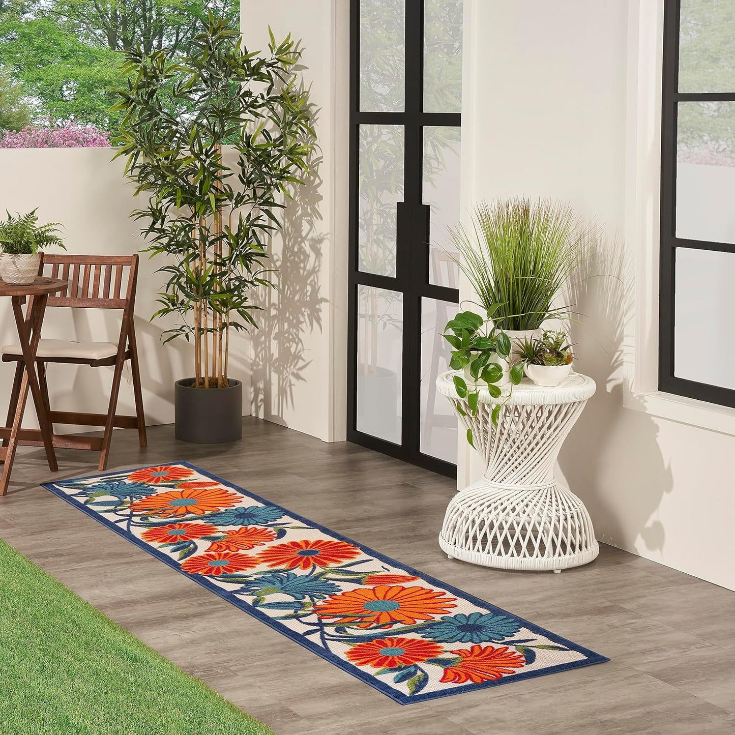 Nourison Home Aloha Outdoor Multicolor 2'3" x 12' Area Rug, Easy Cleaning, Non Shedding, Bed Room, Living Room, Dining Room, Deck, Backyard, Patio (2x12)