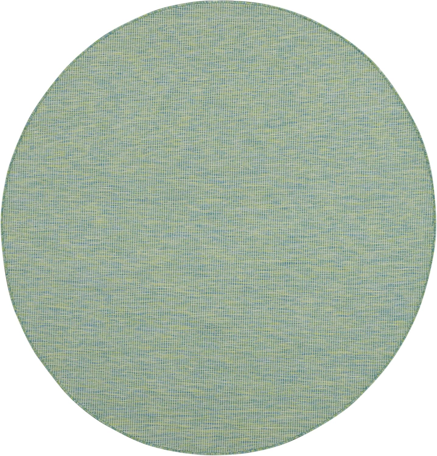 Nourison Positano Indoor/Outdoor Blue/Green 6' x Round Area Rug, Easy Cleaning, Non Shedding, Bed Room, Living Room, Dining Room, Backyard, Deck, Patio (6 Round)