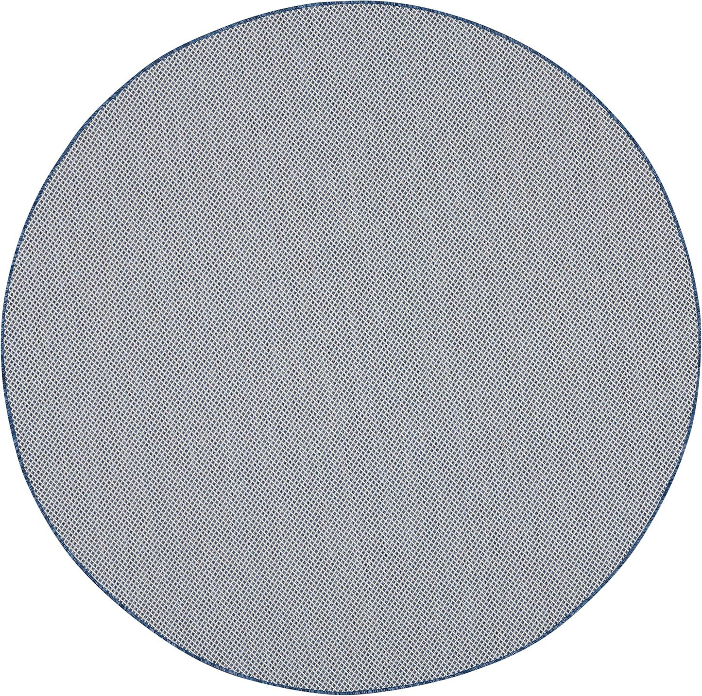 Nourison Home Courtyard 8' x Round Ivory Blue Fabric Modern Area Rug (8' Round)