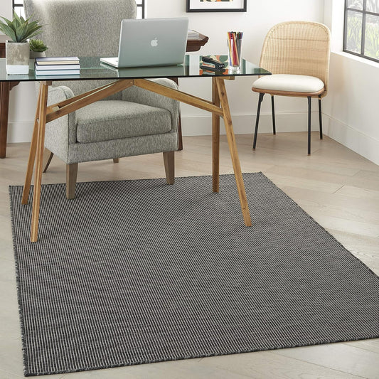 Nourison Positano Indoor-Outdoor Charcoal 4' x 6' Area Rug, Easy Cleaning, Non Shedding, Bed Room, Living Room, Dining Room, Backyard, Deck, Patio (4x6)